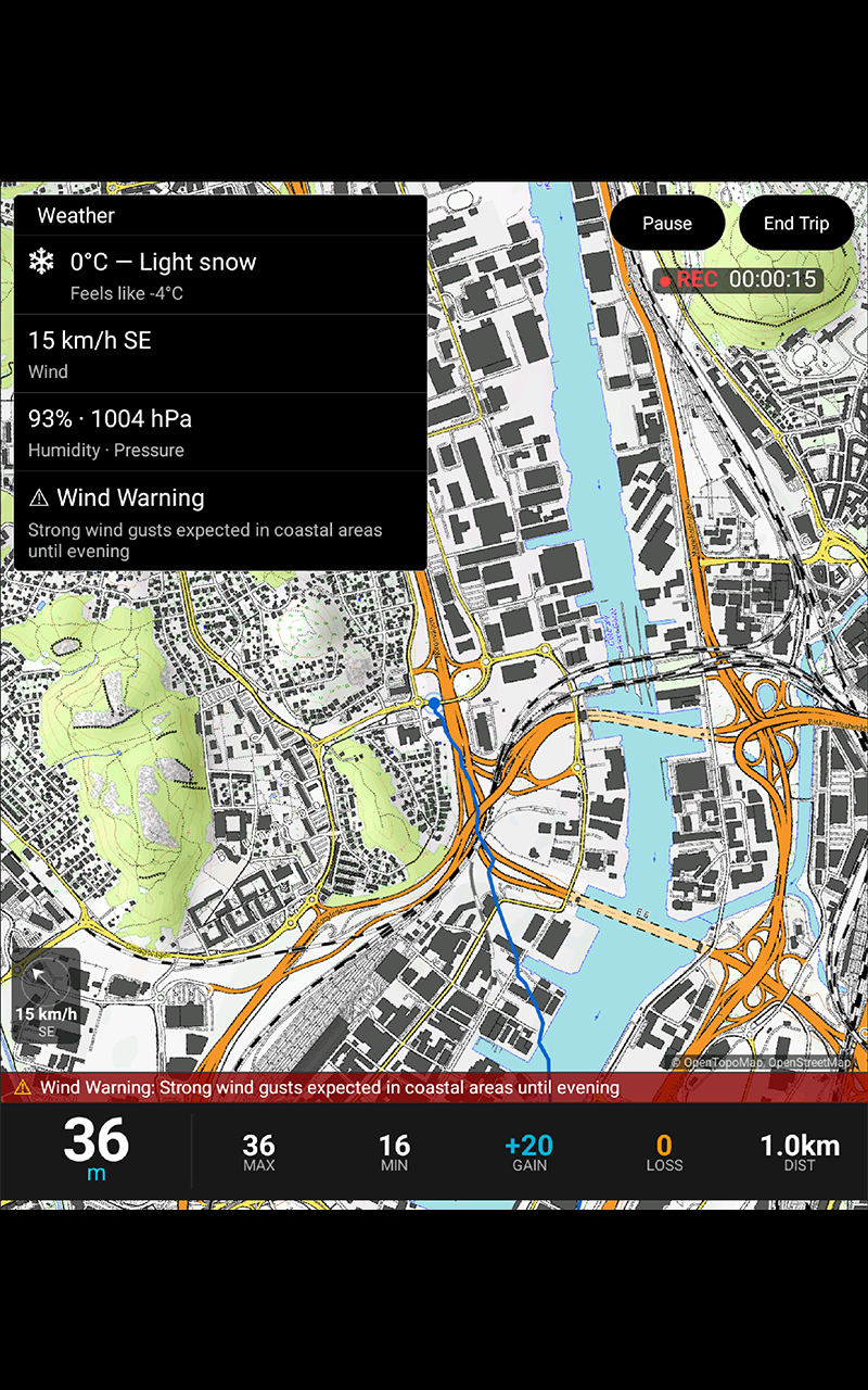 AltitudeTracker live map with weather data