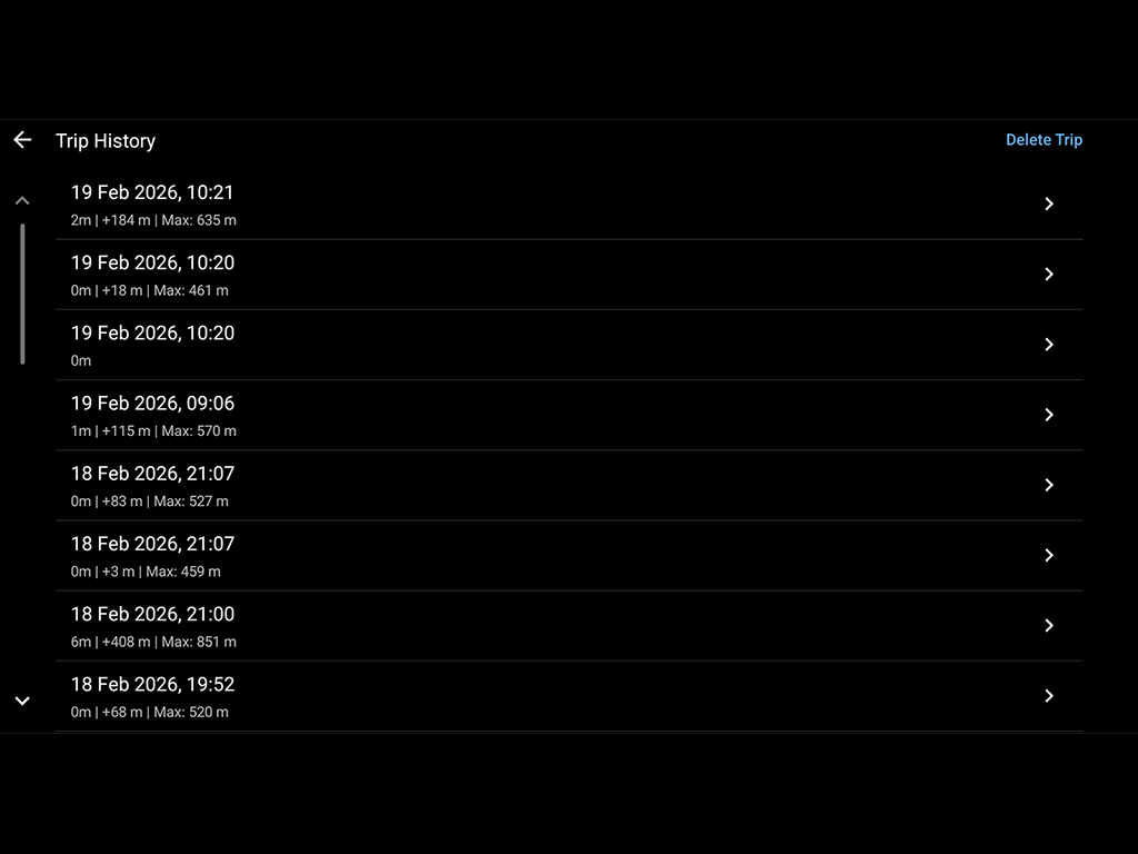 AltitudeTracker trip history